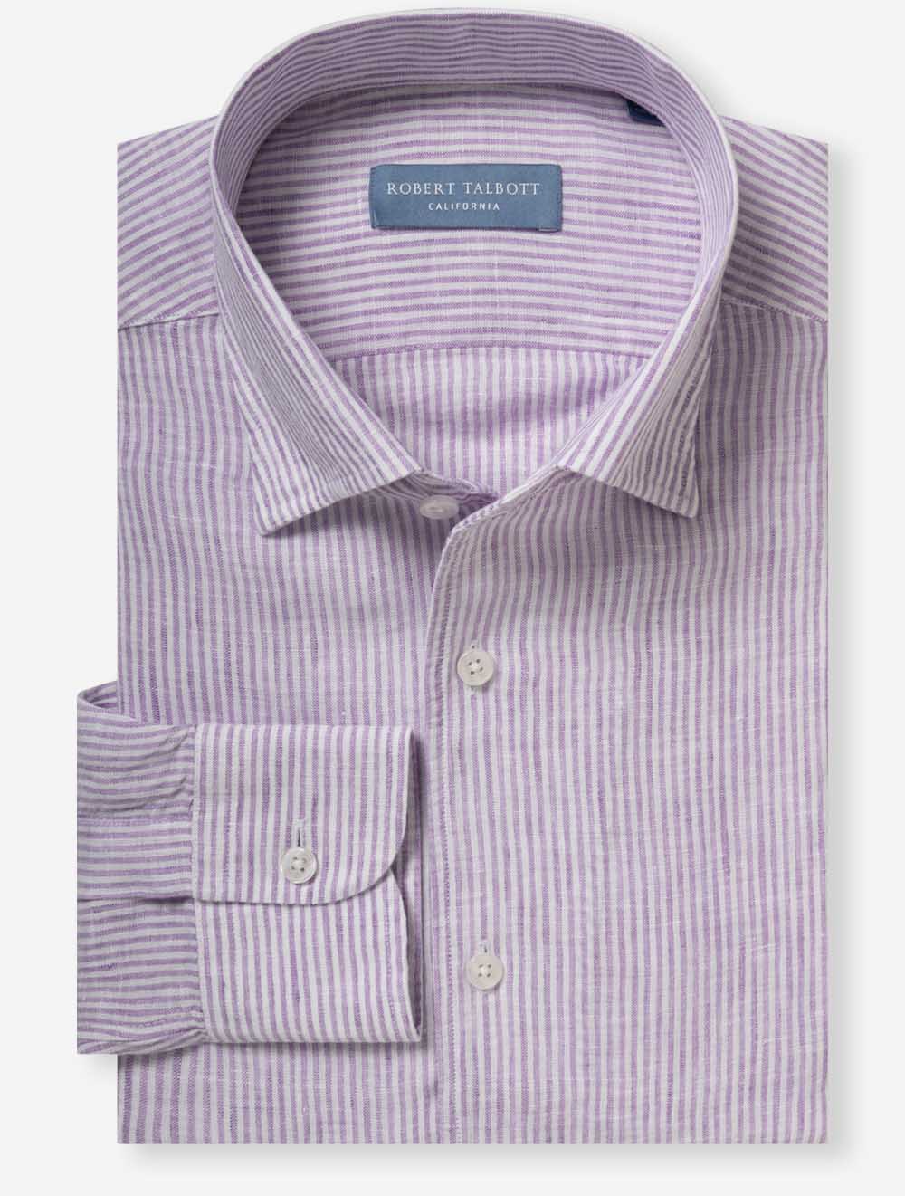 Morgan Stripe Linen Shirt Purple