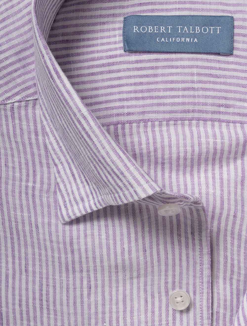 Morgan Stripe Linen Shirt Purple