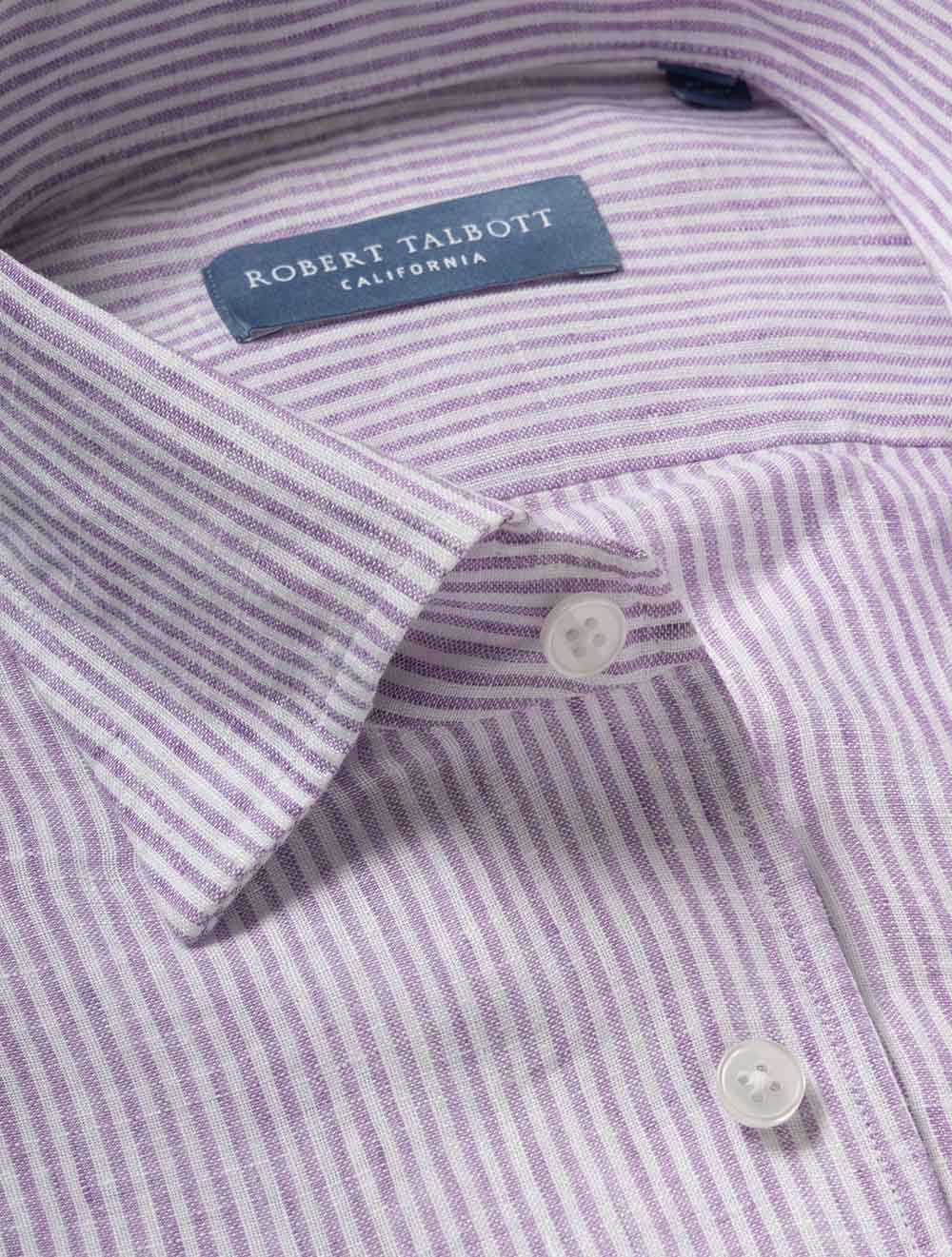 Morgan Stripe Linen Shirt Purple