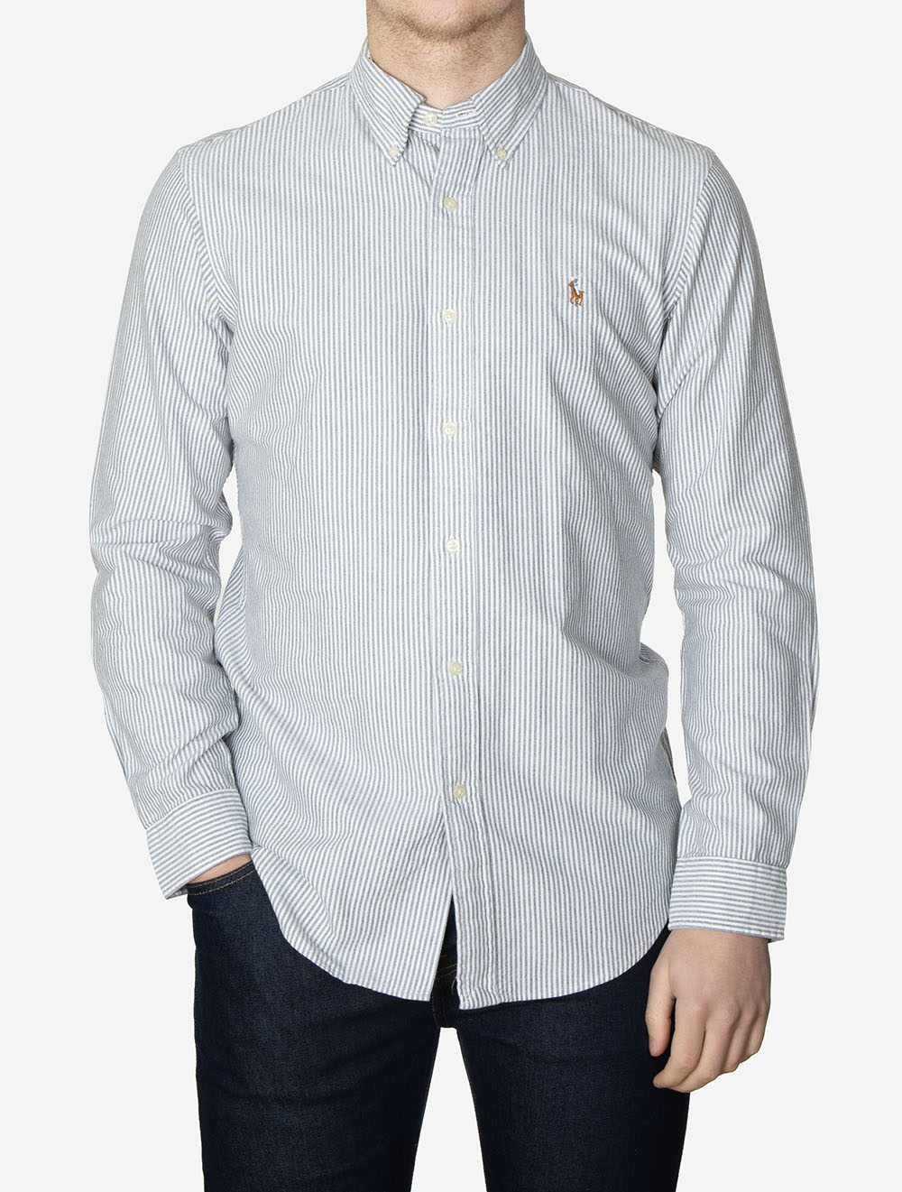 Custom Fit Striped Oxford Shirt Andover Heather