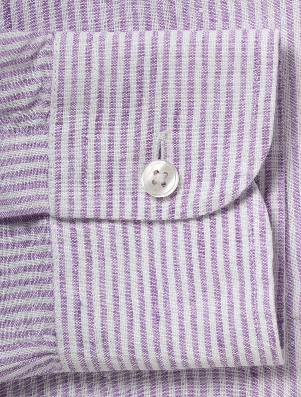 Morgan Stripe Linen Shirt Purple