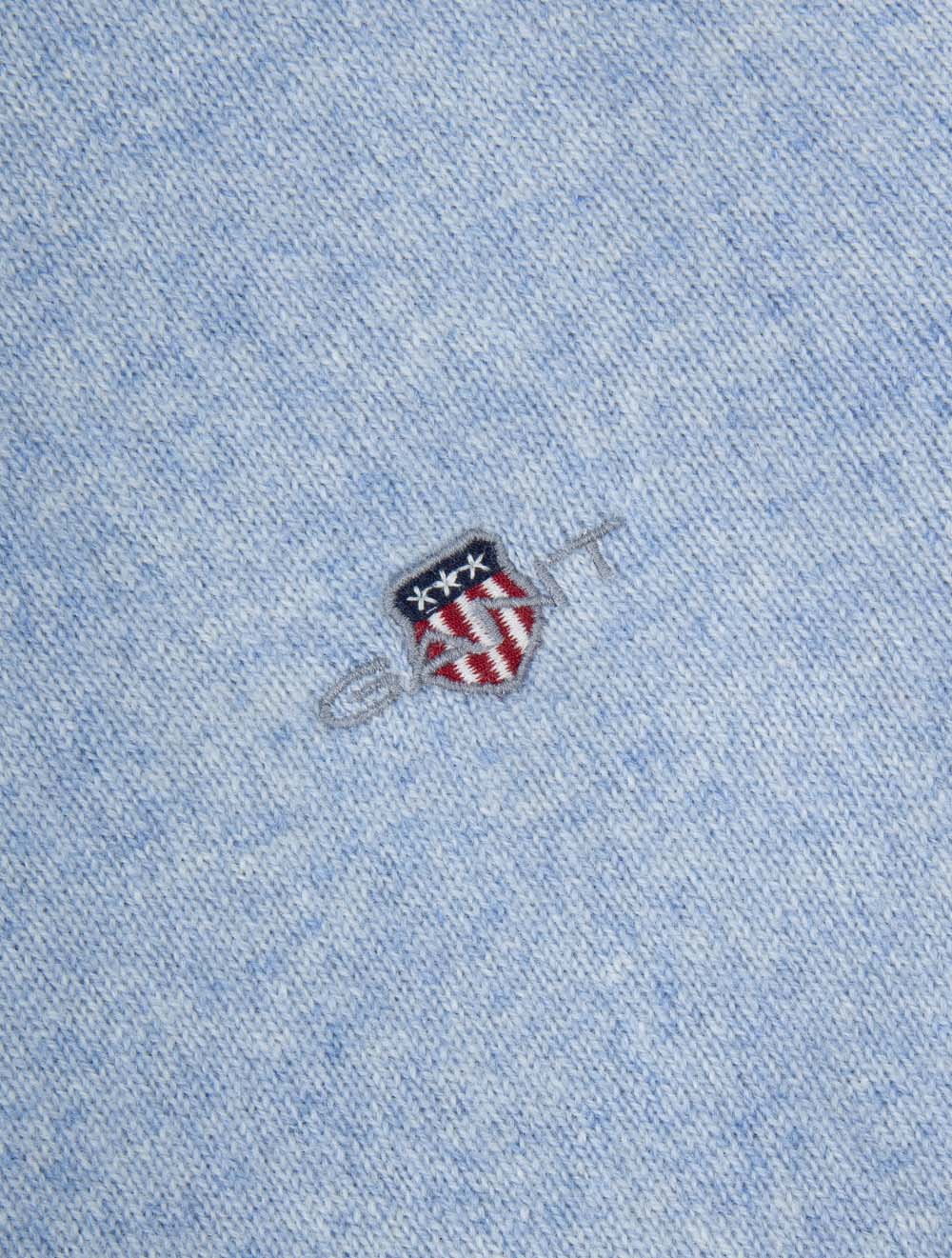 Superfine Lambswool Half Zip Light Blue Melange