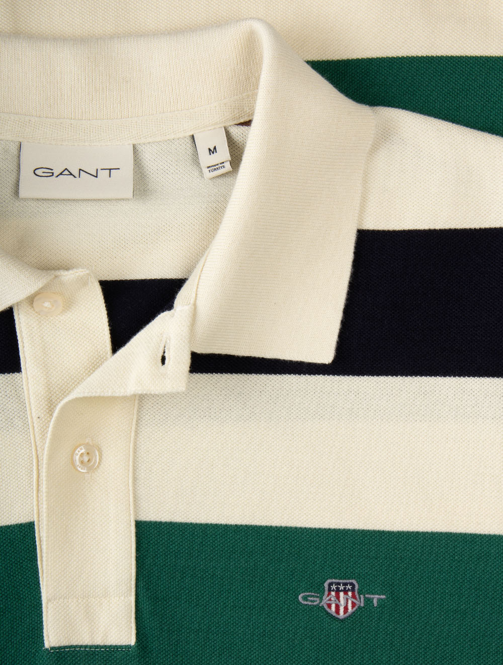Striped Short Sleeve Polo Shirt Cream