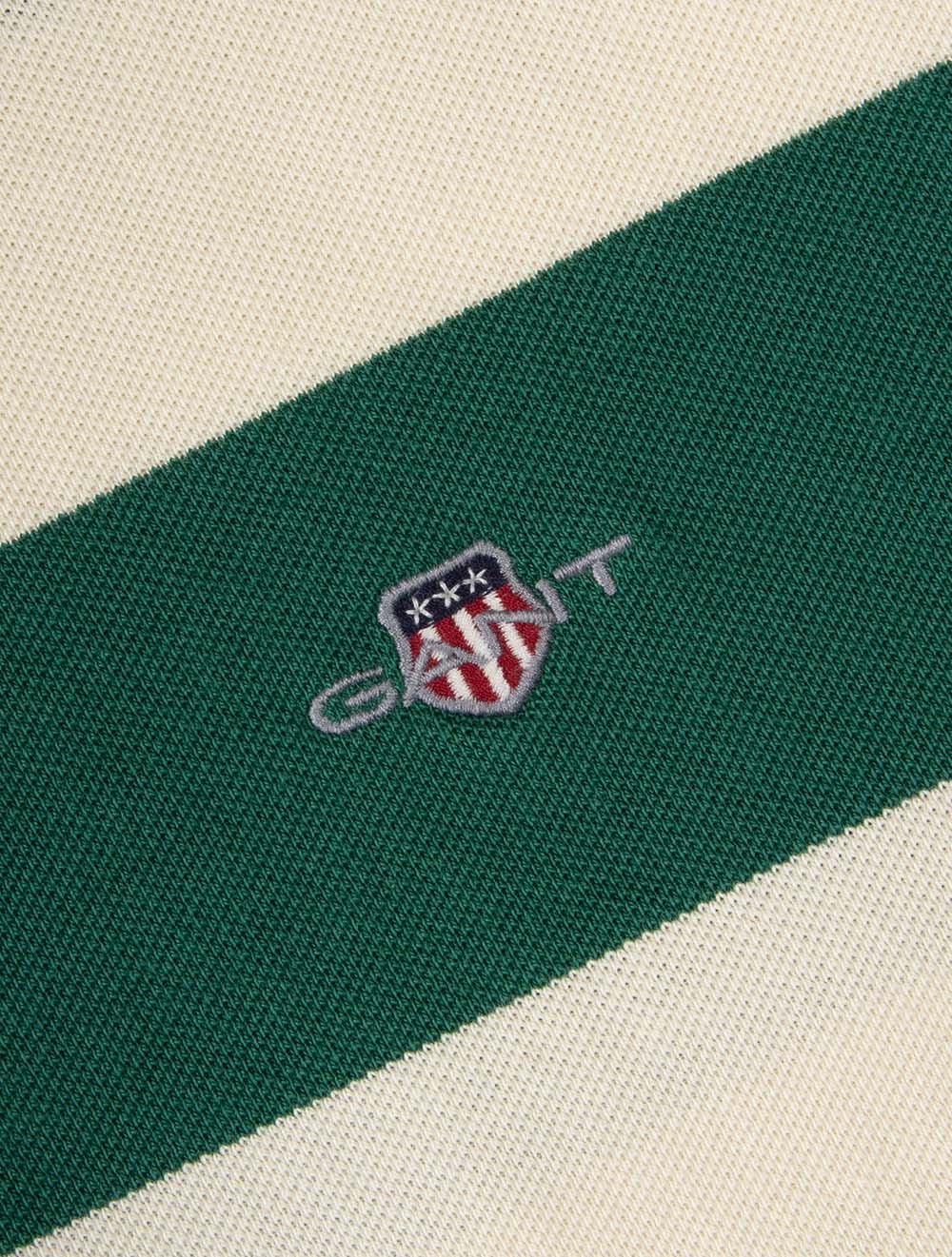 Striped Short Sleeve Polo Shirt Cream