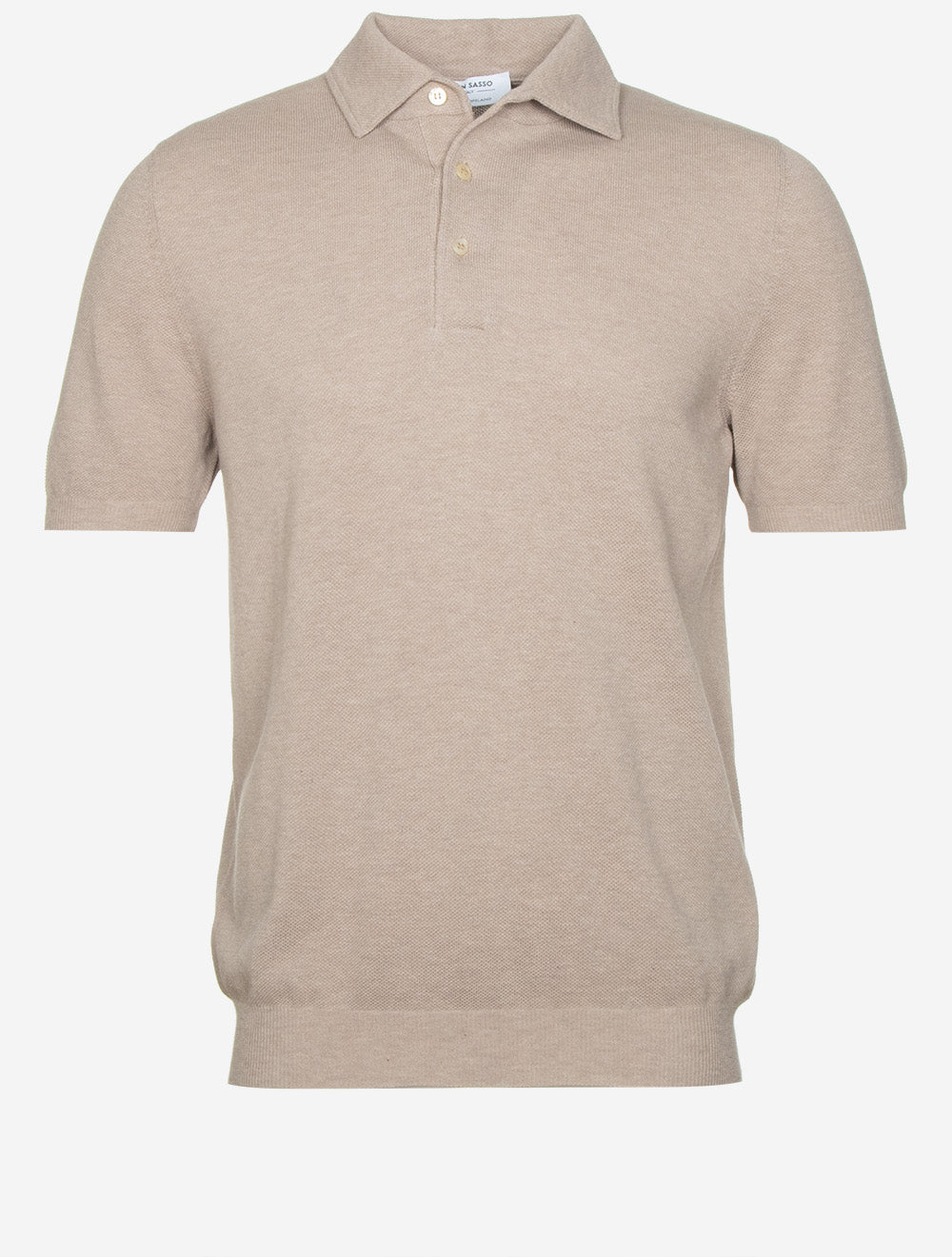 Weave Short Sleeve 3 Button Polo Light Brown