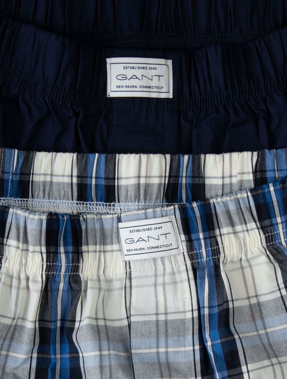 Check and Solid Boxer Shorts 2-Pack Marine
