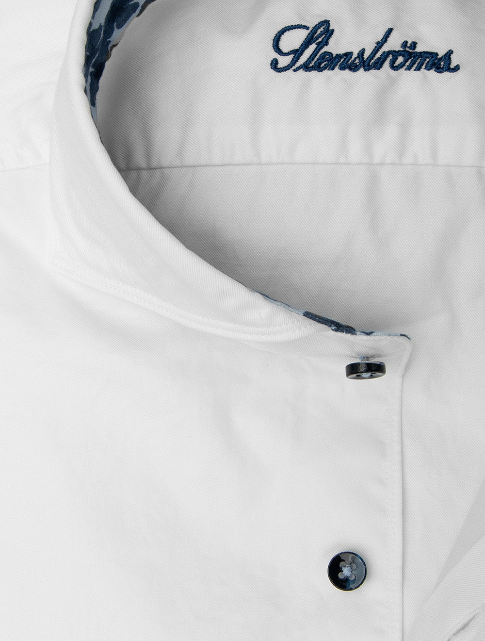 Flowers Inlay Contrast Twill Shirt White