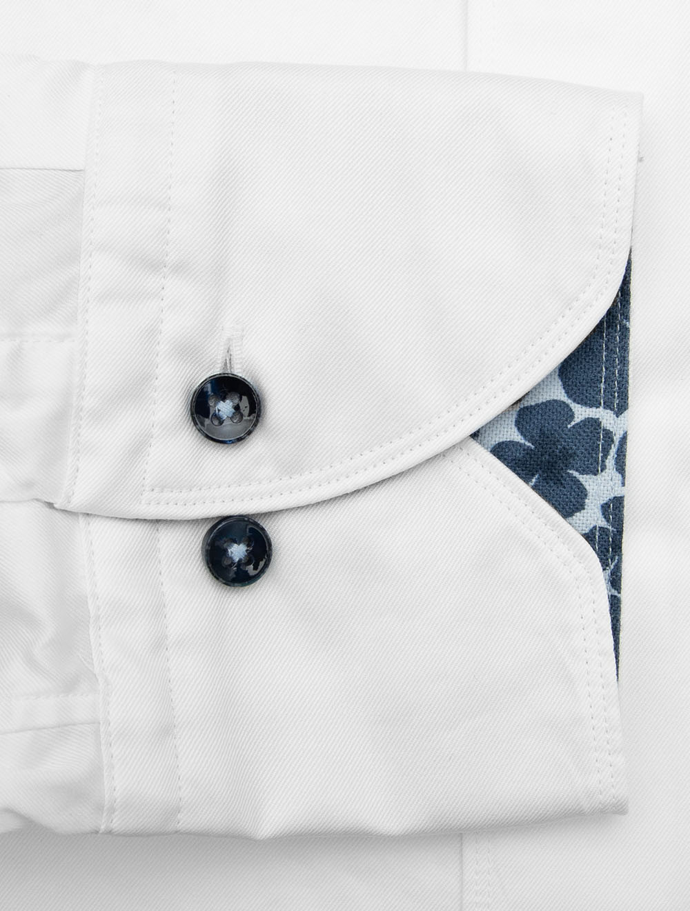 Flowers Inlay Contrast Twill Shirt White