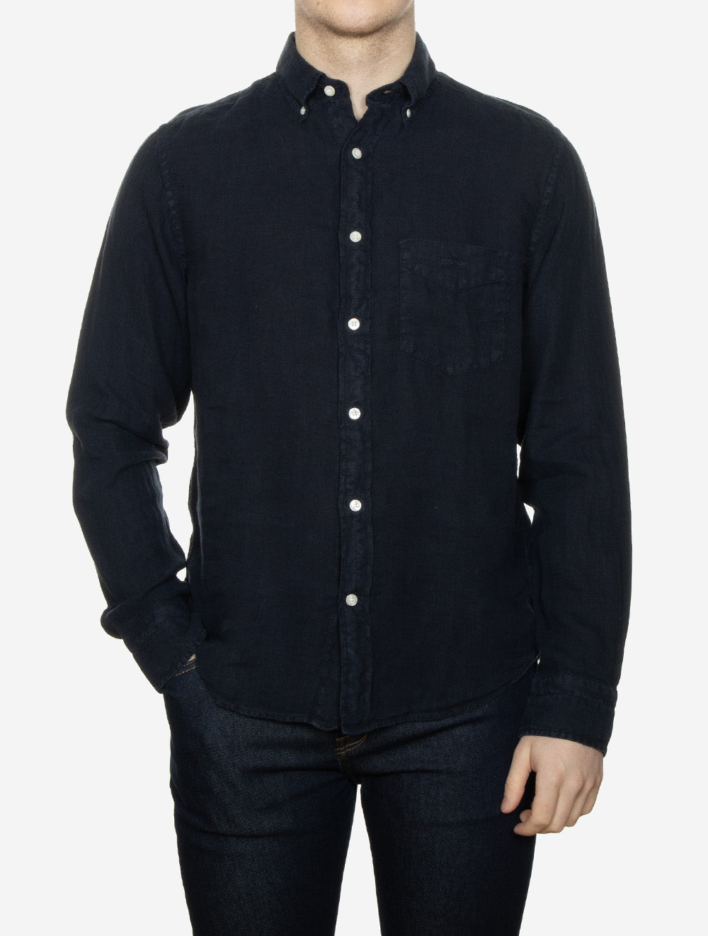Linen Regular Fit Shirt Evening Blue