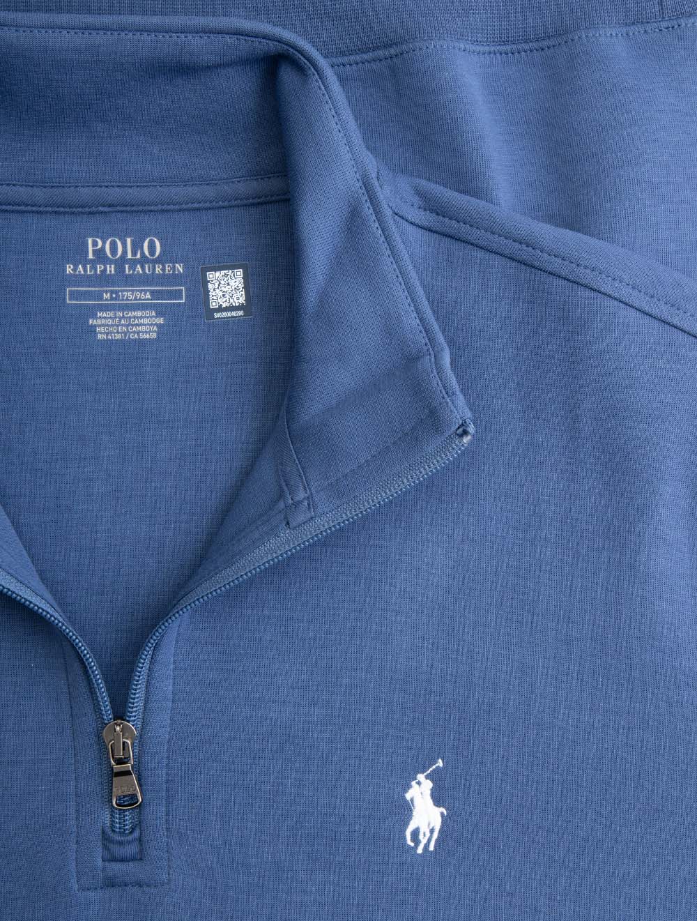 Polo Ralph Lauren Double Knit Quarter Zip Pullover Blue | Men's