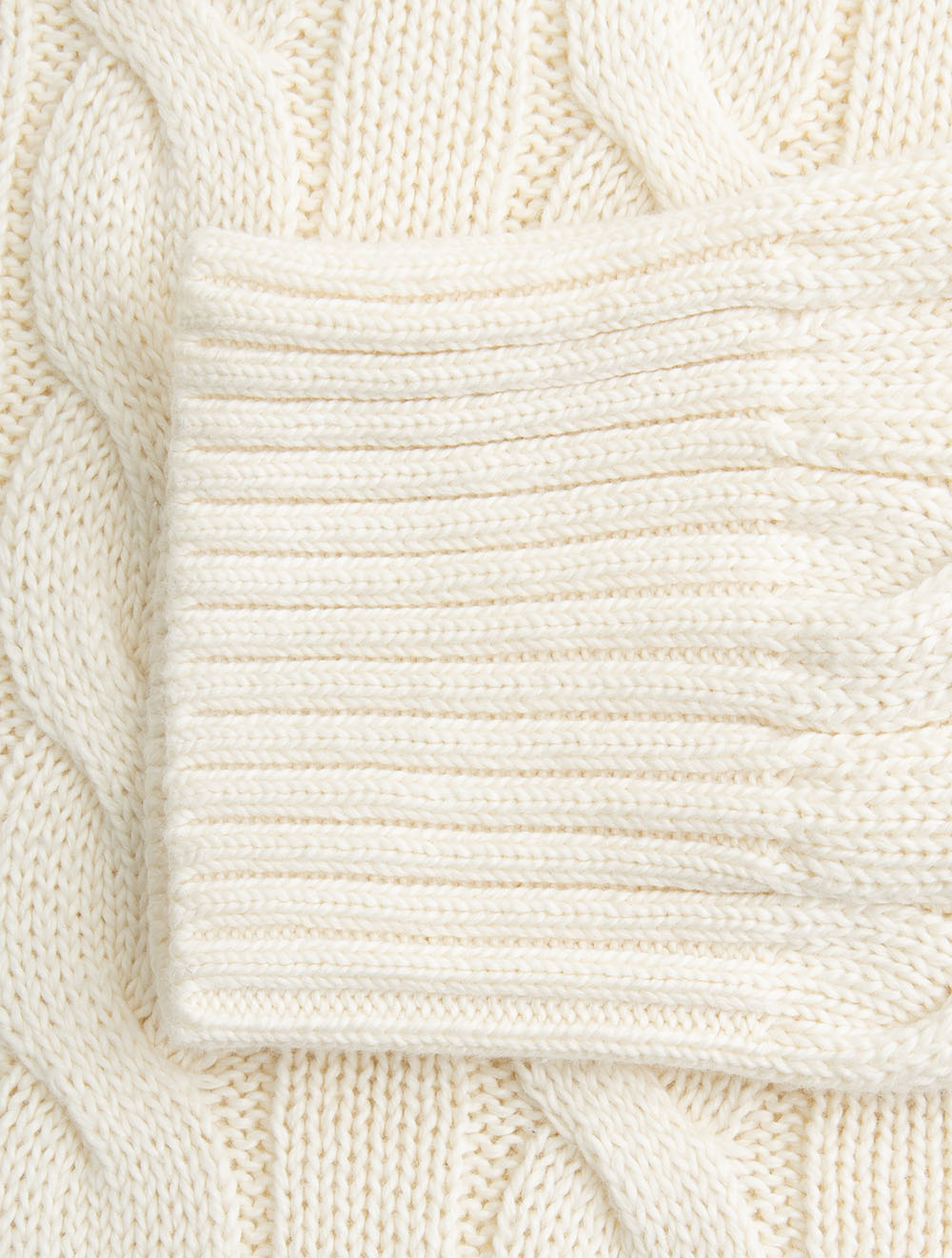 Cable Cotton Quarter Zip Jumper Cream