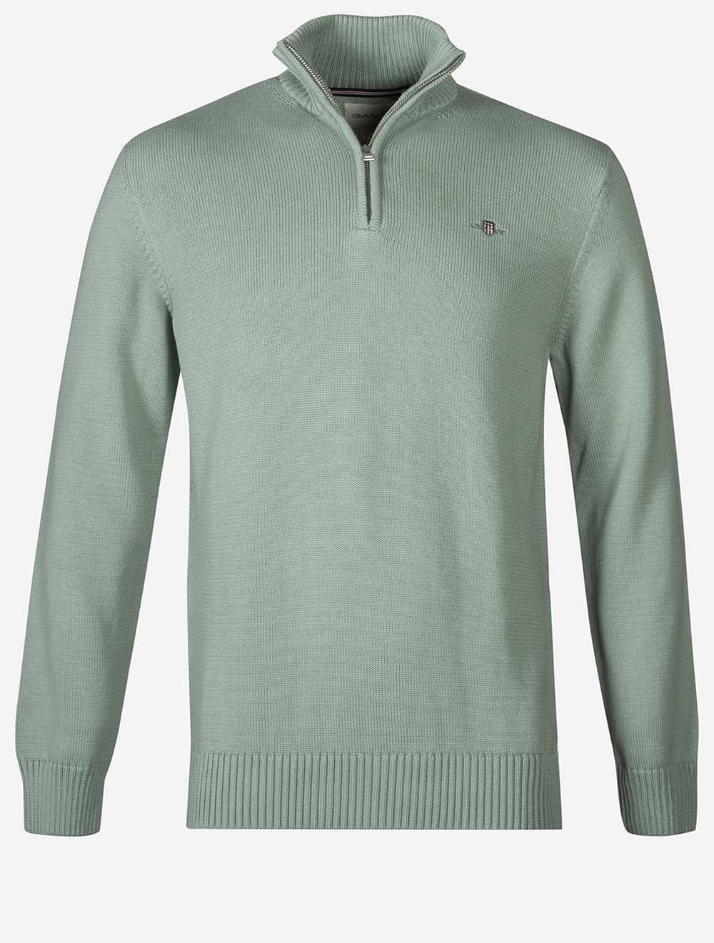 Casual Cotton Half Zip Ceramic Grey