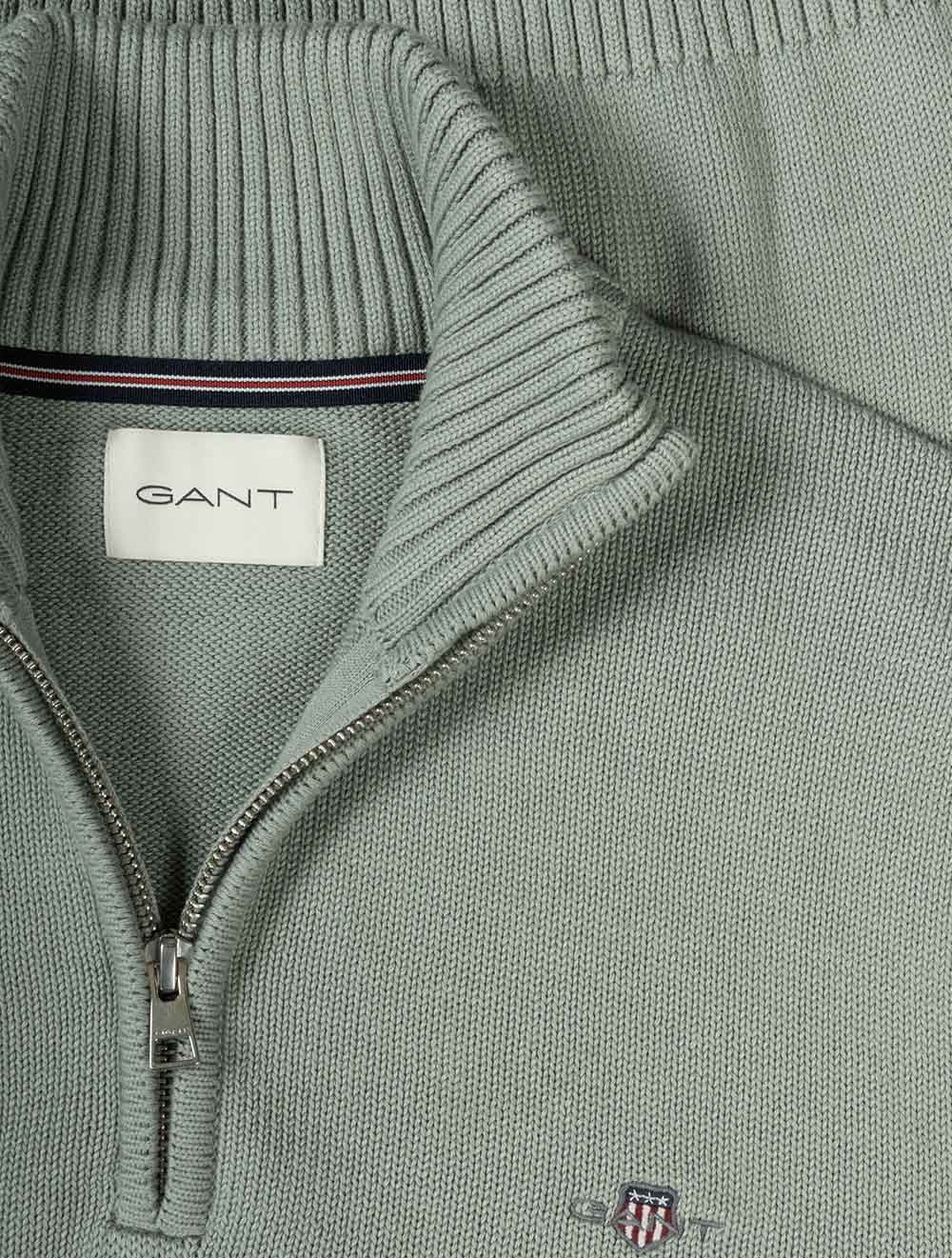 Casual Cotton Half Zip Ceramic Grey