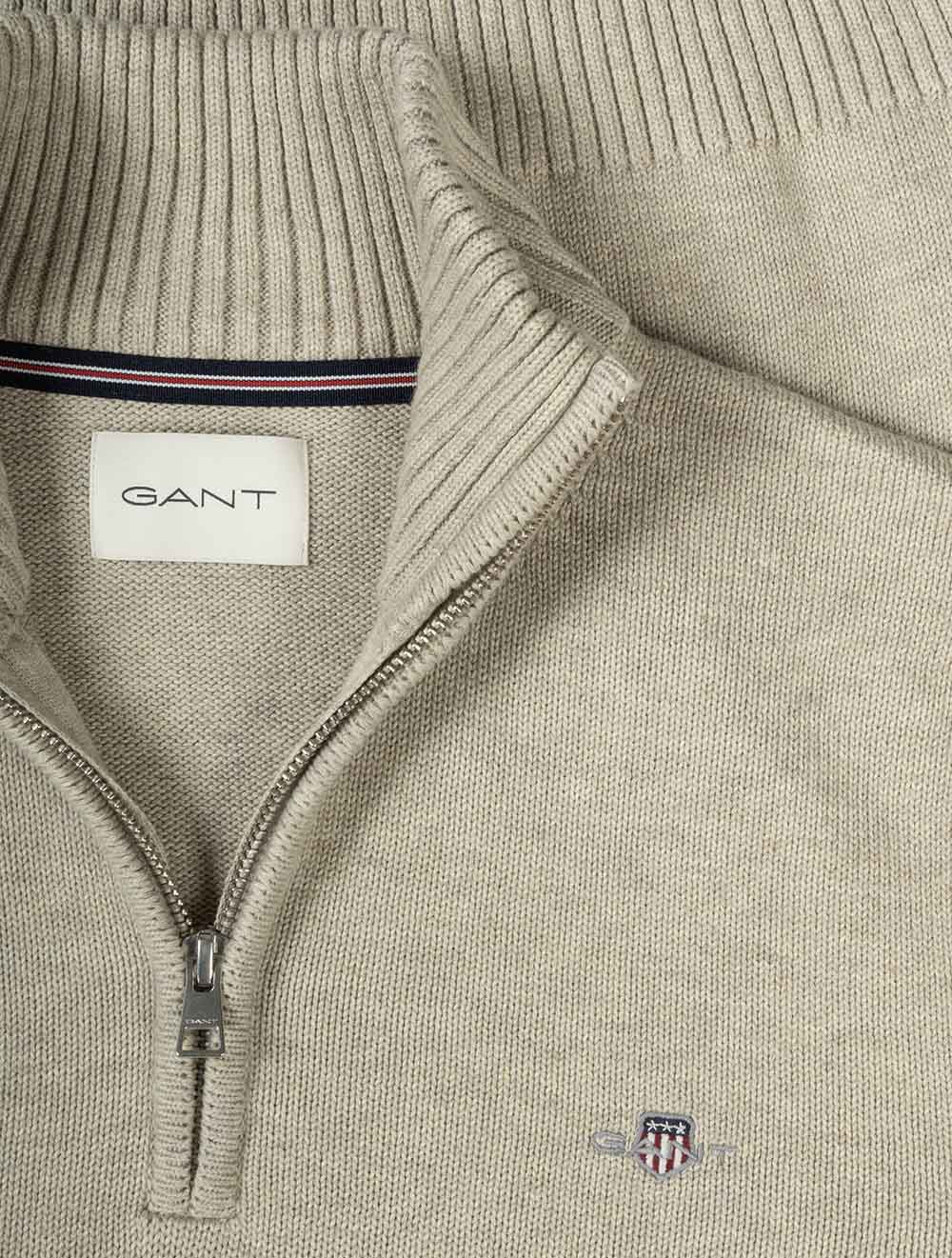 Casual Cotton Half Zip Oat Melange