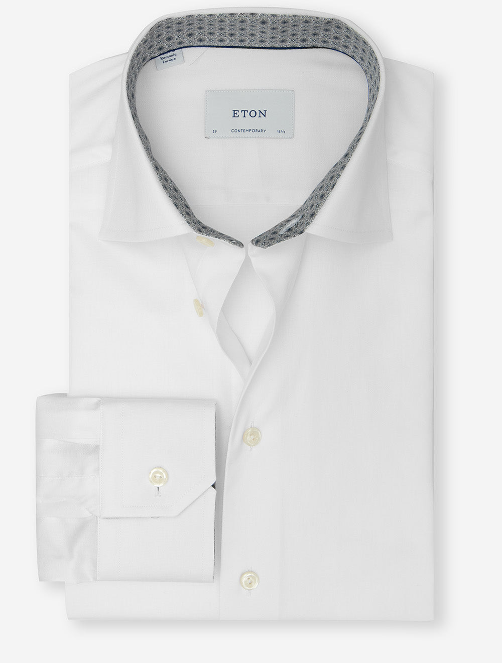 Contemporary Fit Medallion Effect Inlay Shirt White