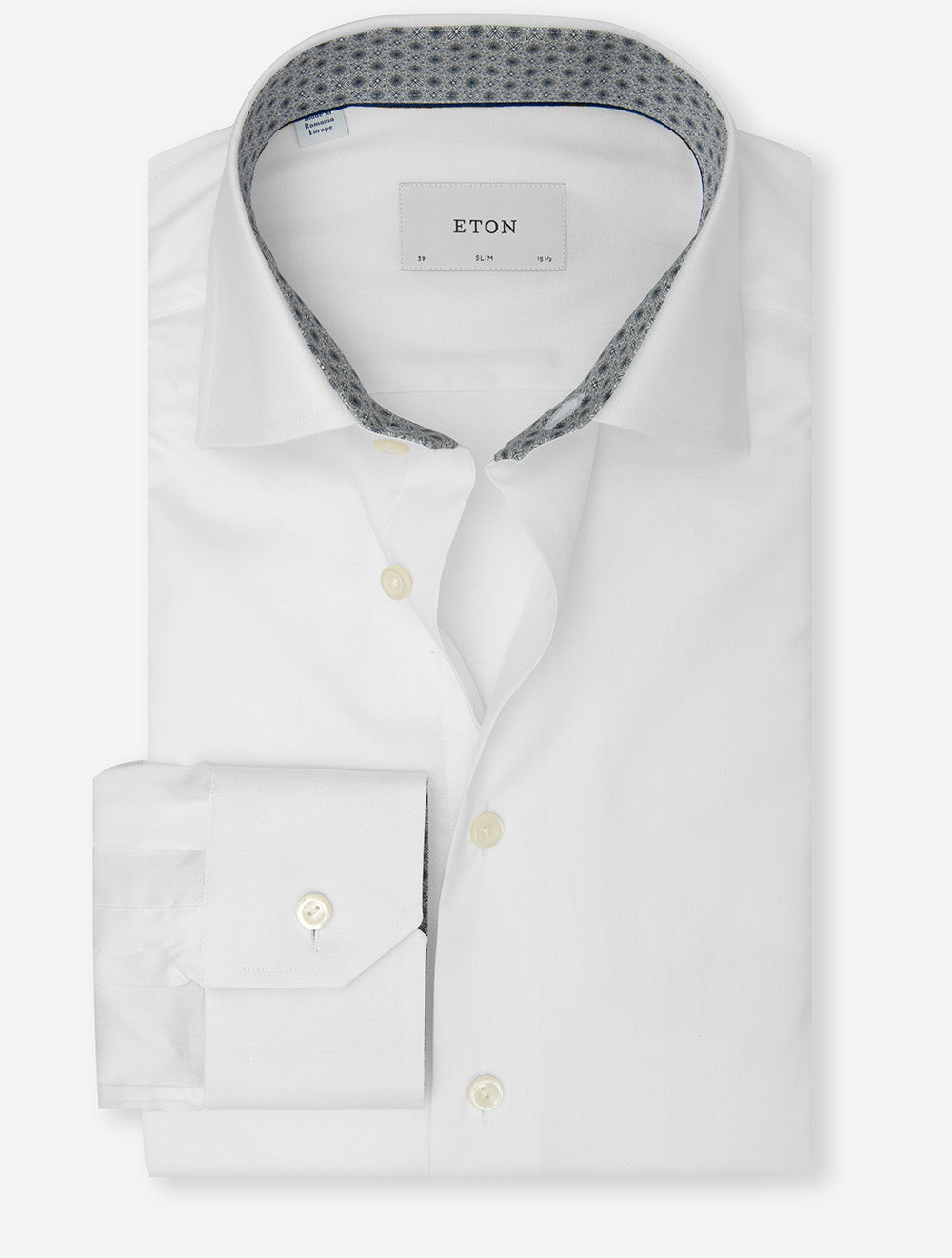 Slim Fit Medallion Effect Inlay Shirt White