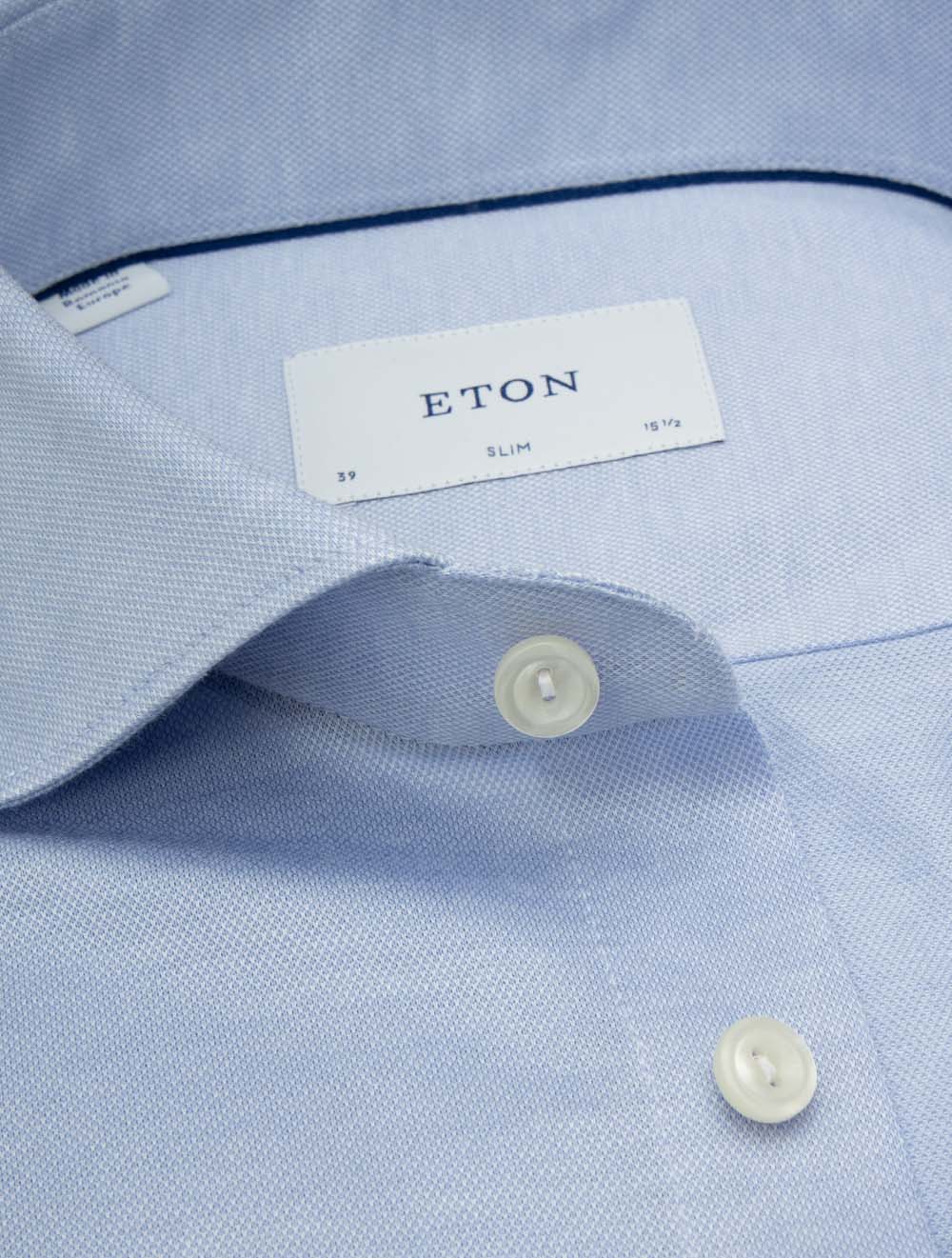 Slim Fit Filo di Scozia Jacquard Knit Shirt Blue