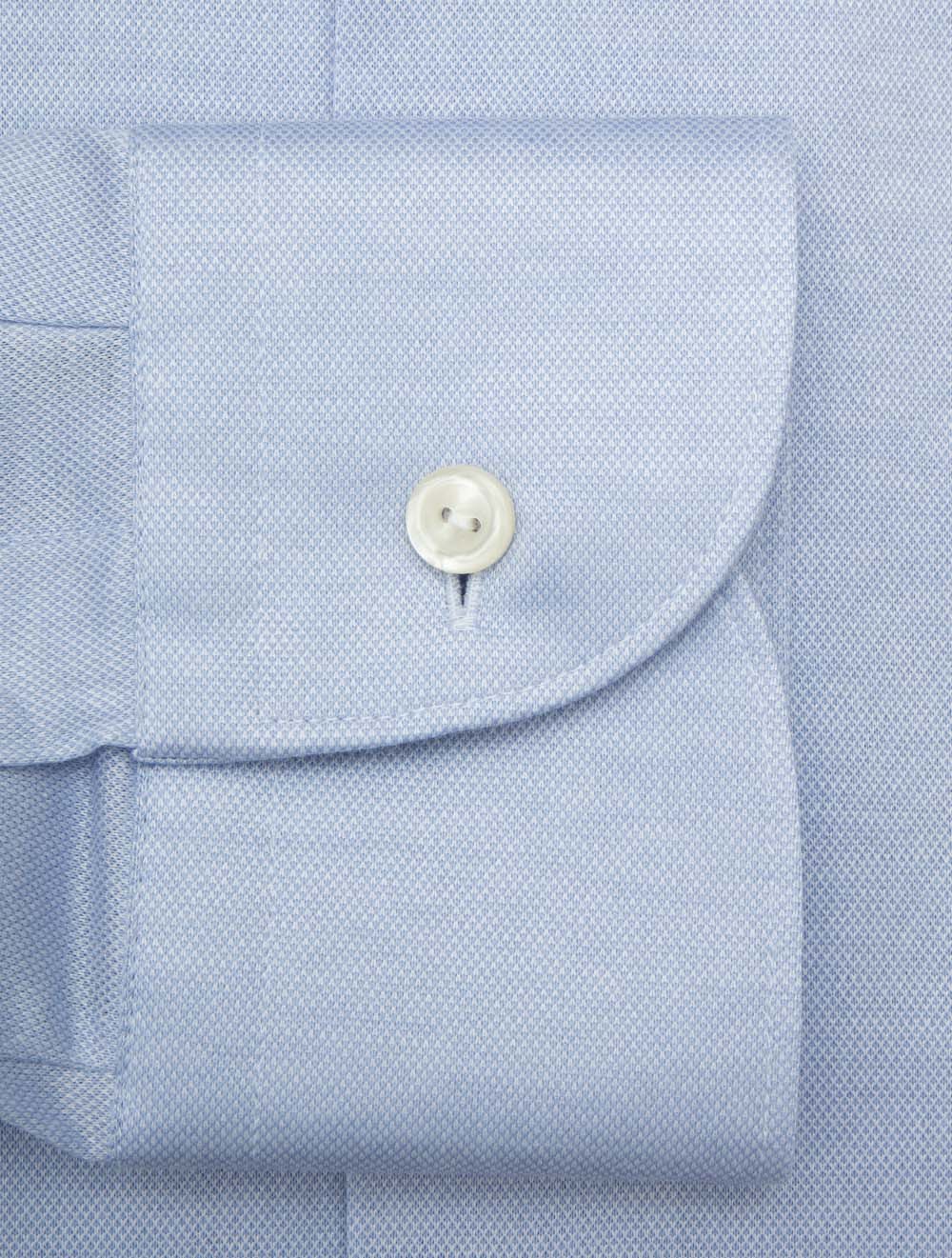 Slim Fit Filo di Scozia Jacquard Knit Shirt Blue