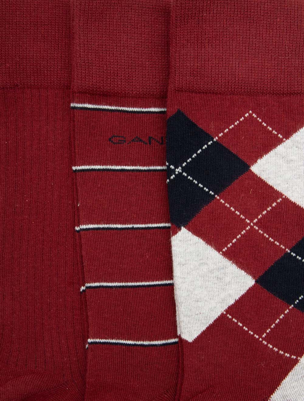 GANT Argyle and Stripe 3-Pack Socks Plumped Red
