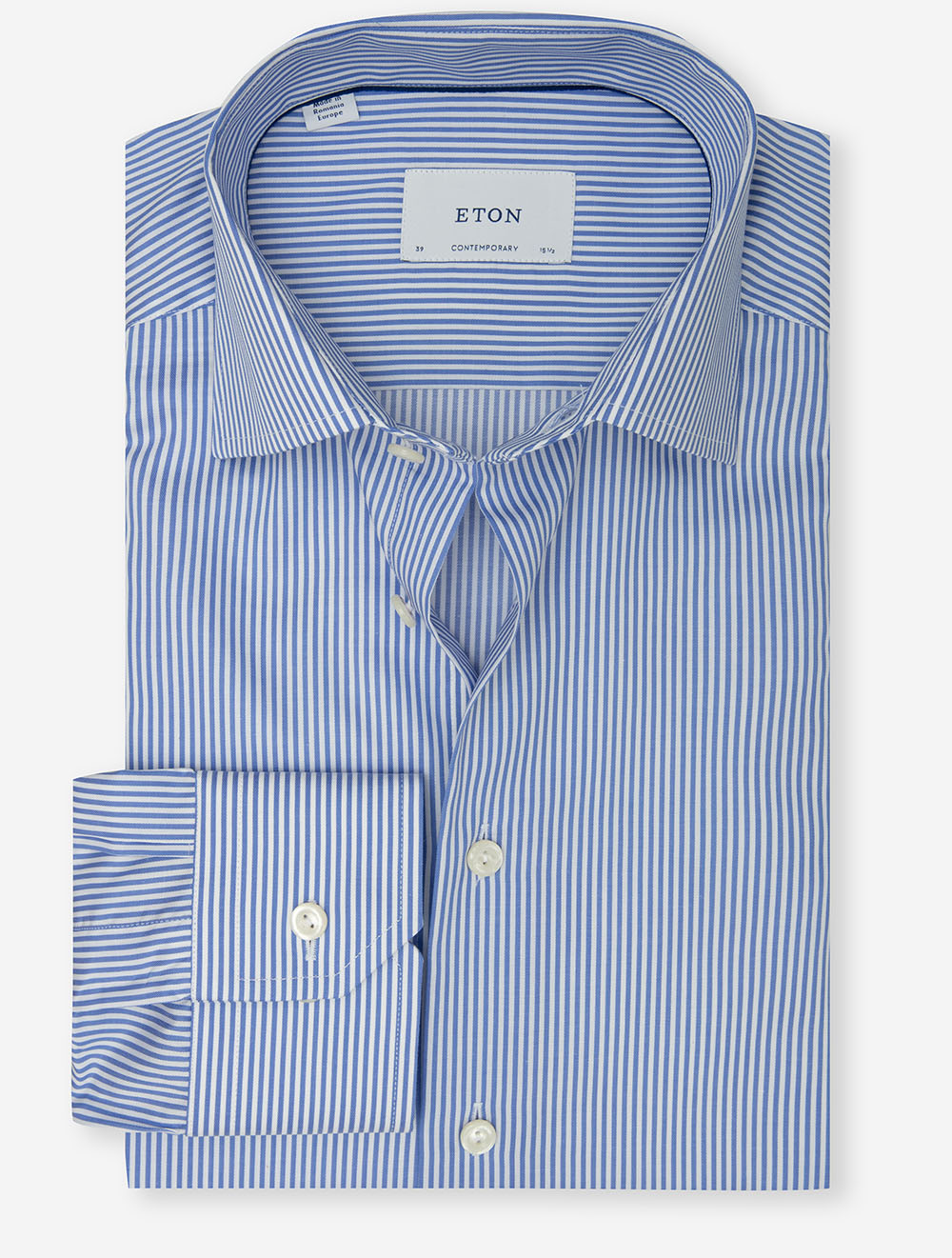 Contemporary Fit Striped Fine Twill Shirt Blue