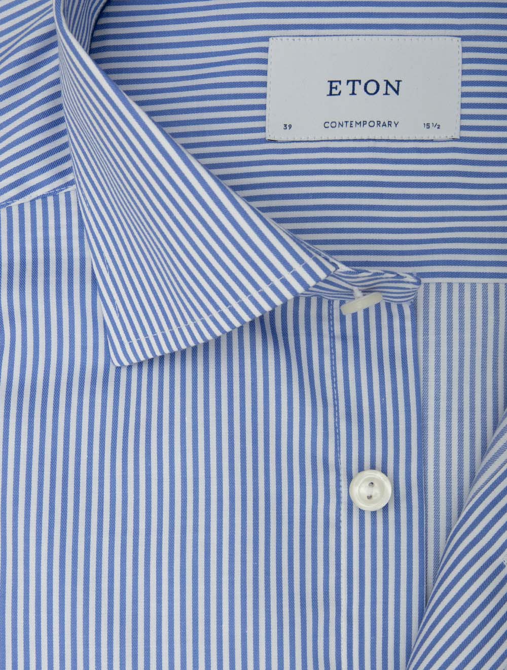 Contemporary Fit Striped Fine Twill Shirt Blue