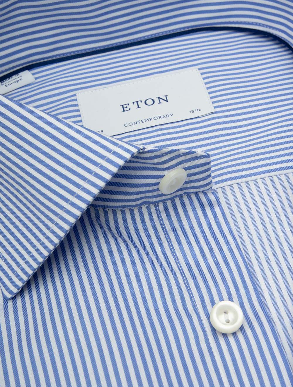 Contemporary Fit Striped Fine Twill Shirt Blue