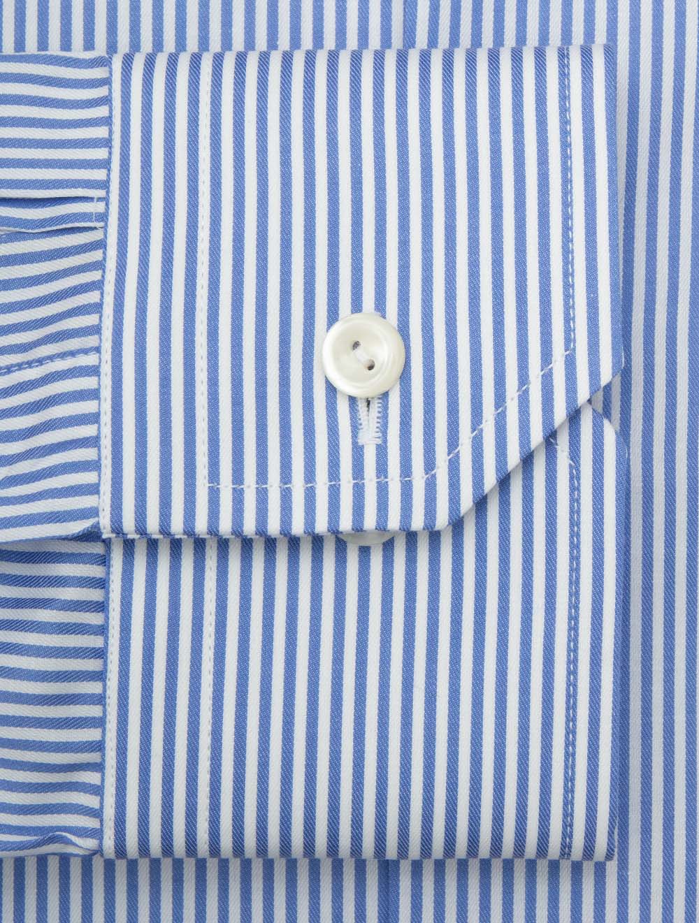 Contemporary Fit Striped Fine Twill Shirt Blue