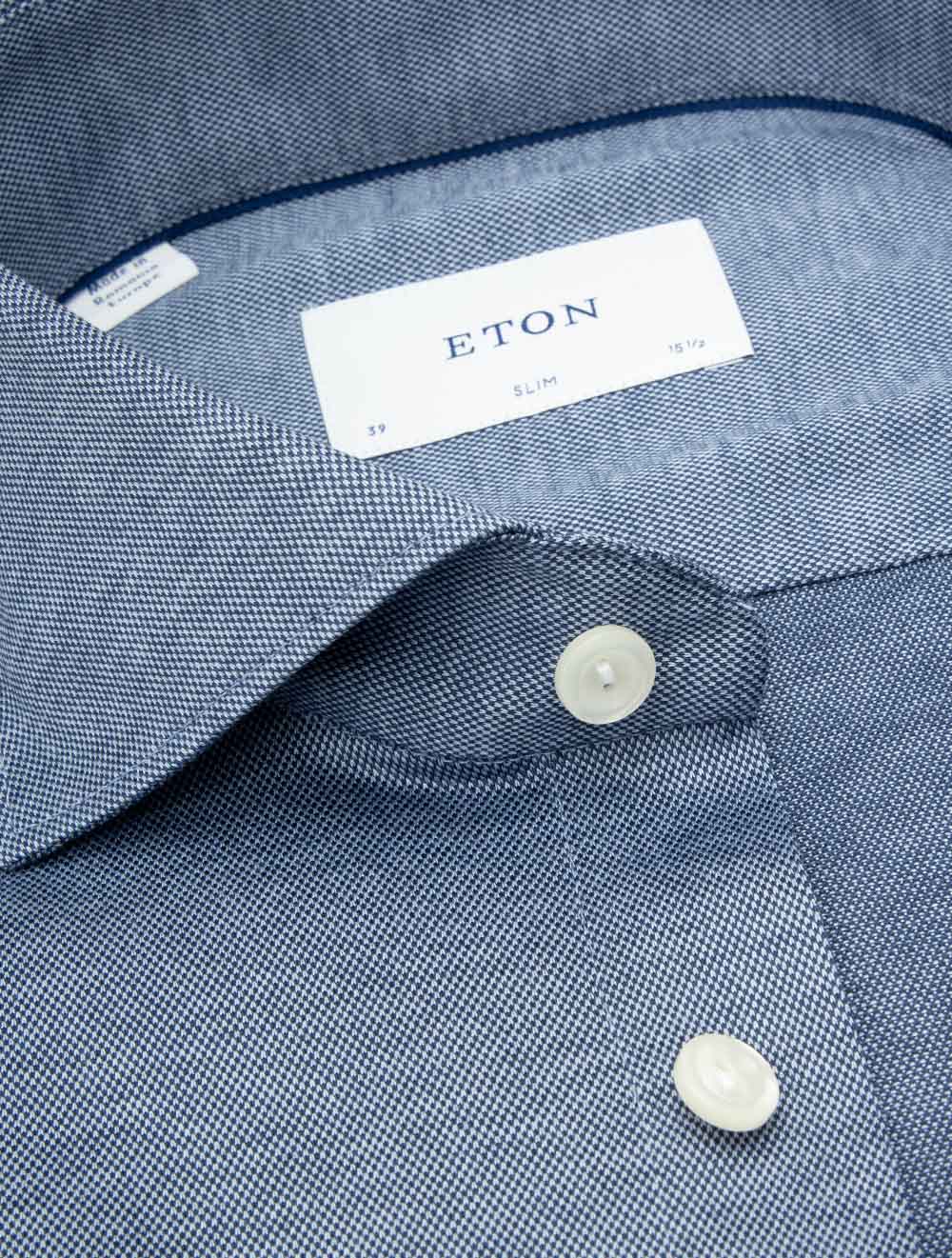 Chemise Slim Fit Filo di Scozia en maille jacquard Bleu