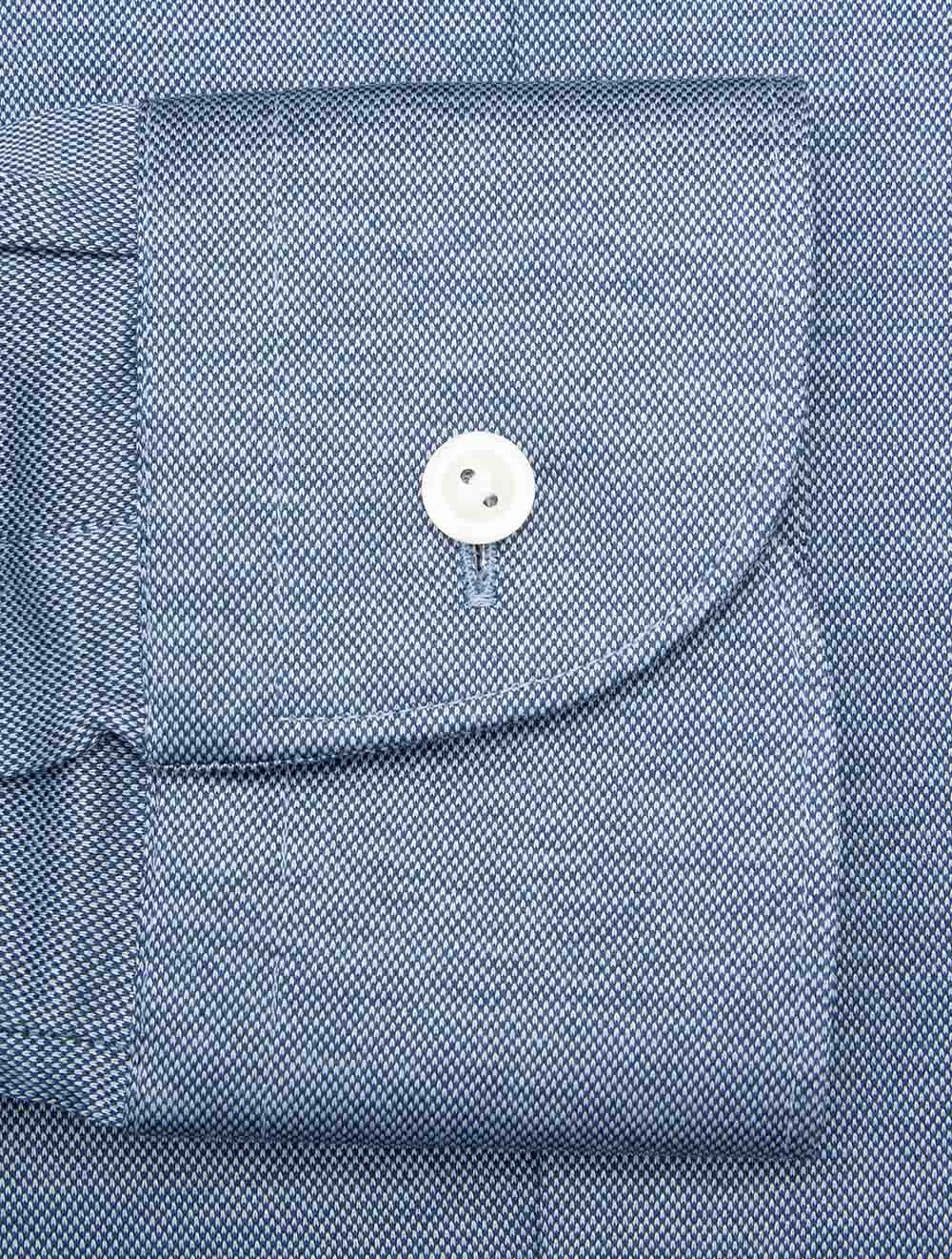 Chemise Slim Fit Filo di Scozia en maille jacquard Bleu
