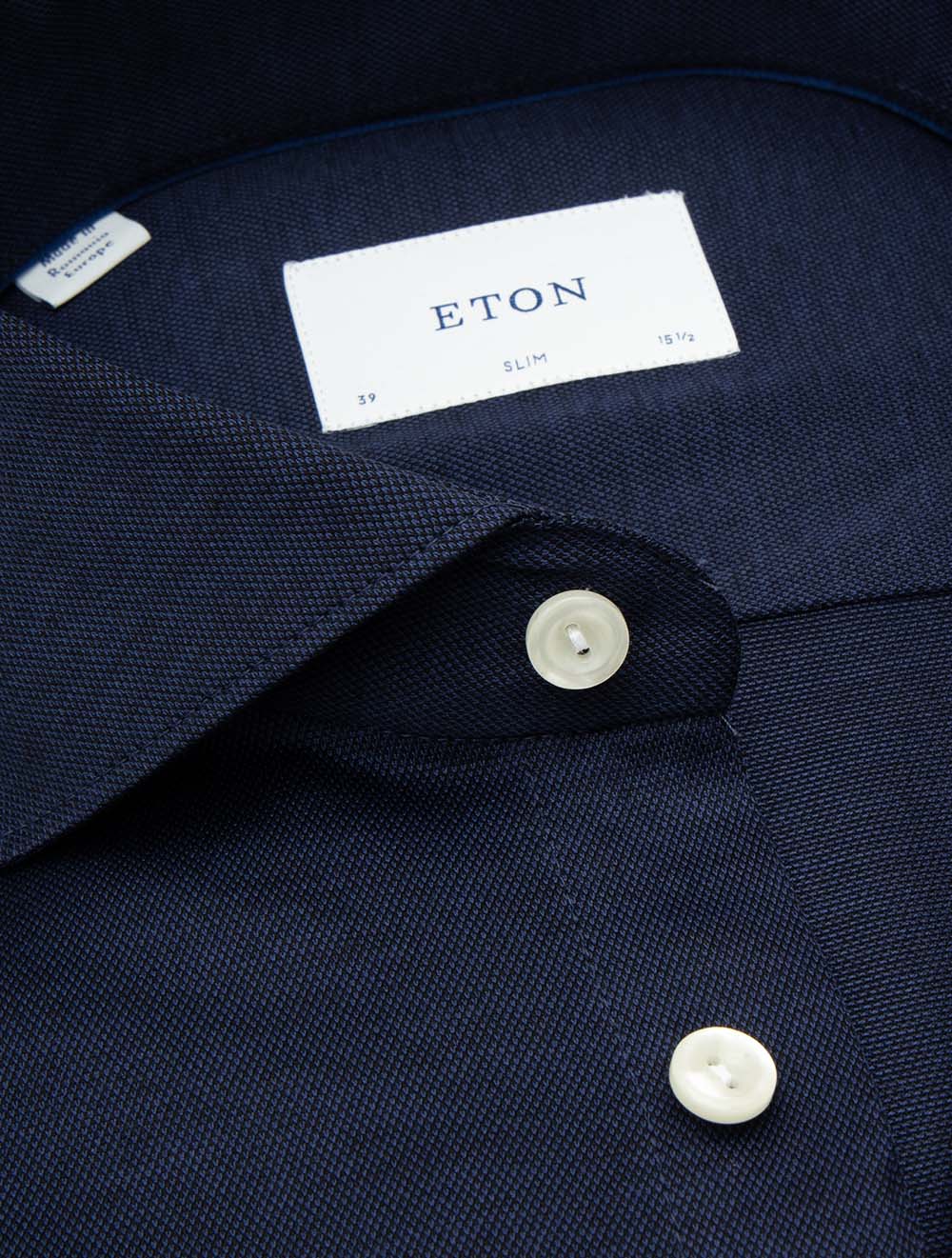 Slim Fit Filo di Scozia Jacquard Knit Shirt Navy