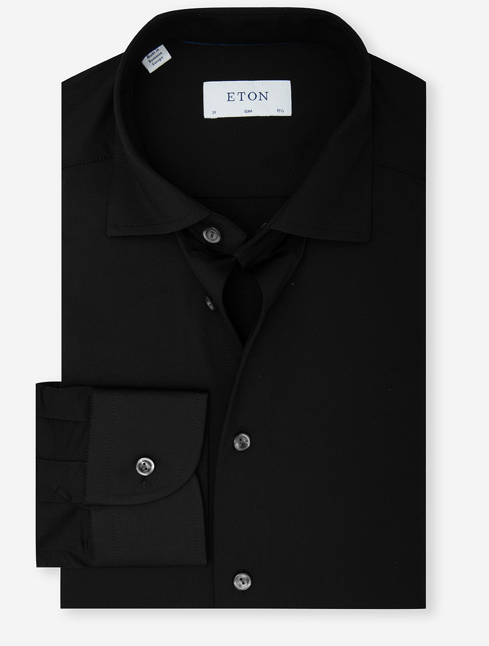 Chemise semi-unie coupe ajustée, extensible dans les quatre sens, noir ébène
