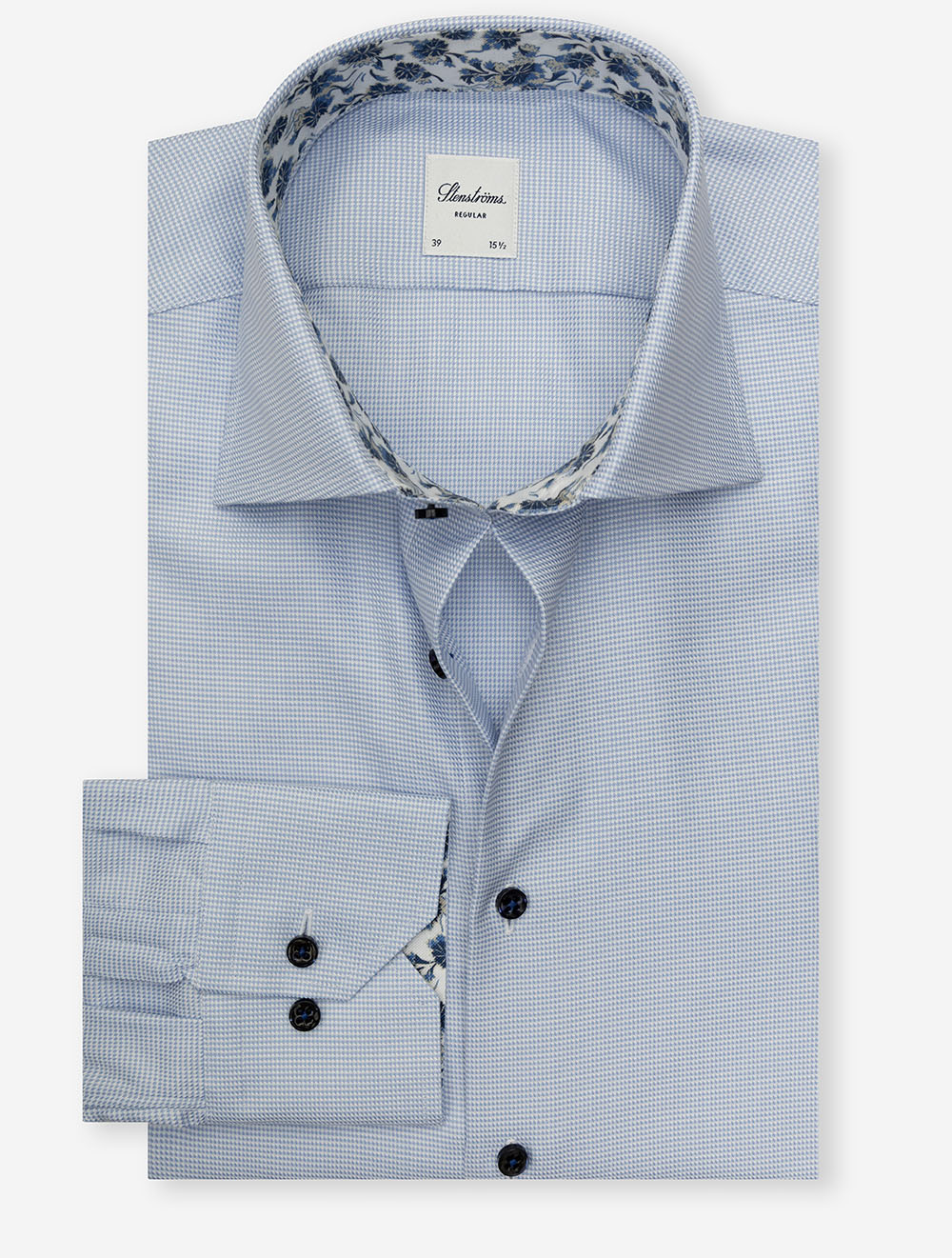 Stenstroms Flower Inlay Shirt-Blue