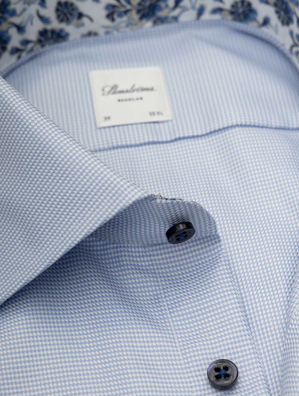 Stenstroms Flower Inlay Shirt-Blue