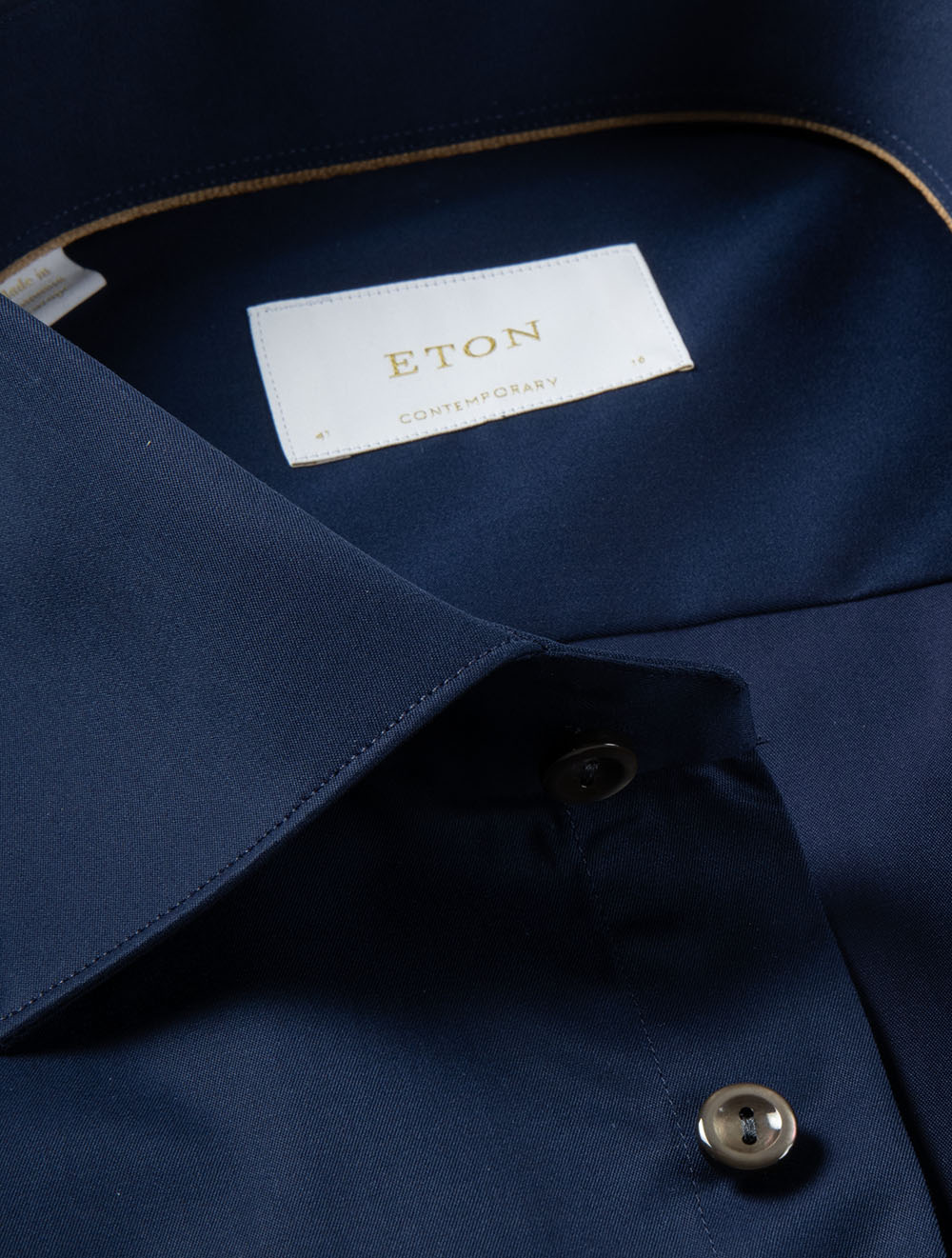 Eton Contemporary Fit Elevated Twill Shirt Navy