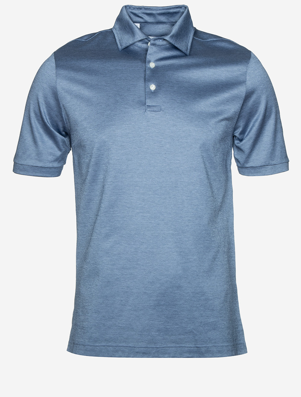 Polo bleu à manches courtes jacquard