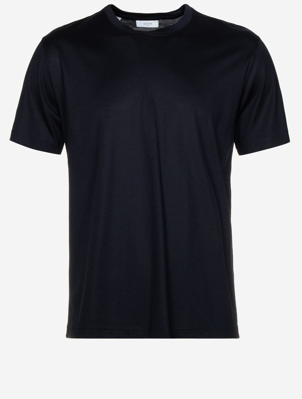 T-shirt à col rond en maille interlock bleu marine