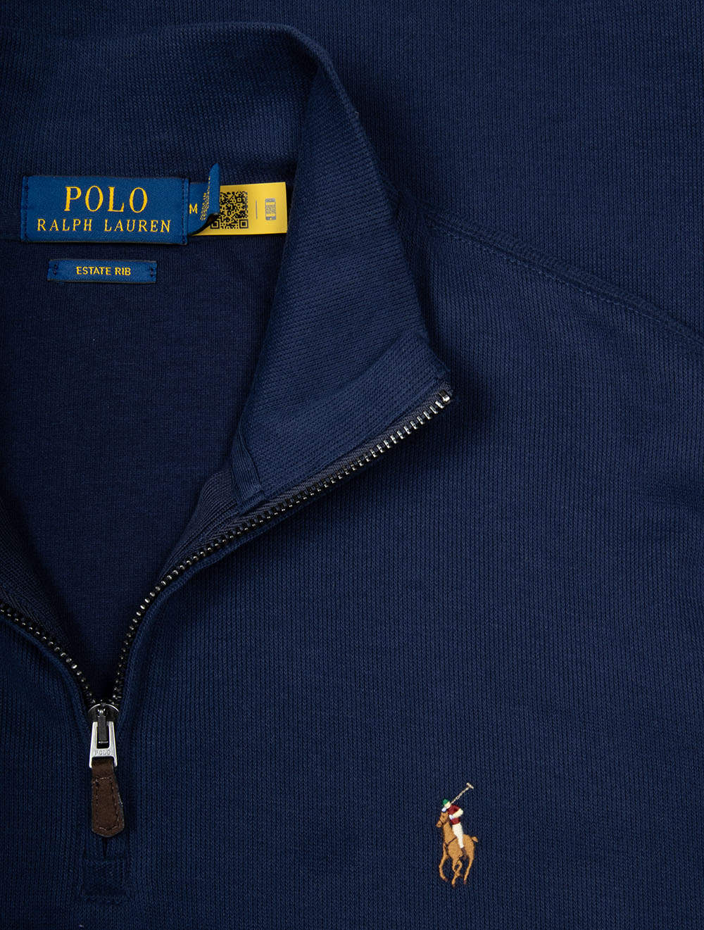 Rib Quarter Zip Pullover Navy