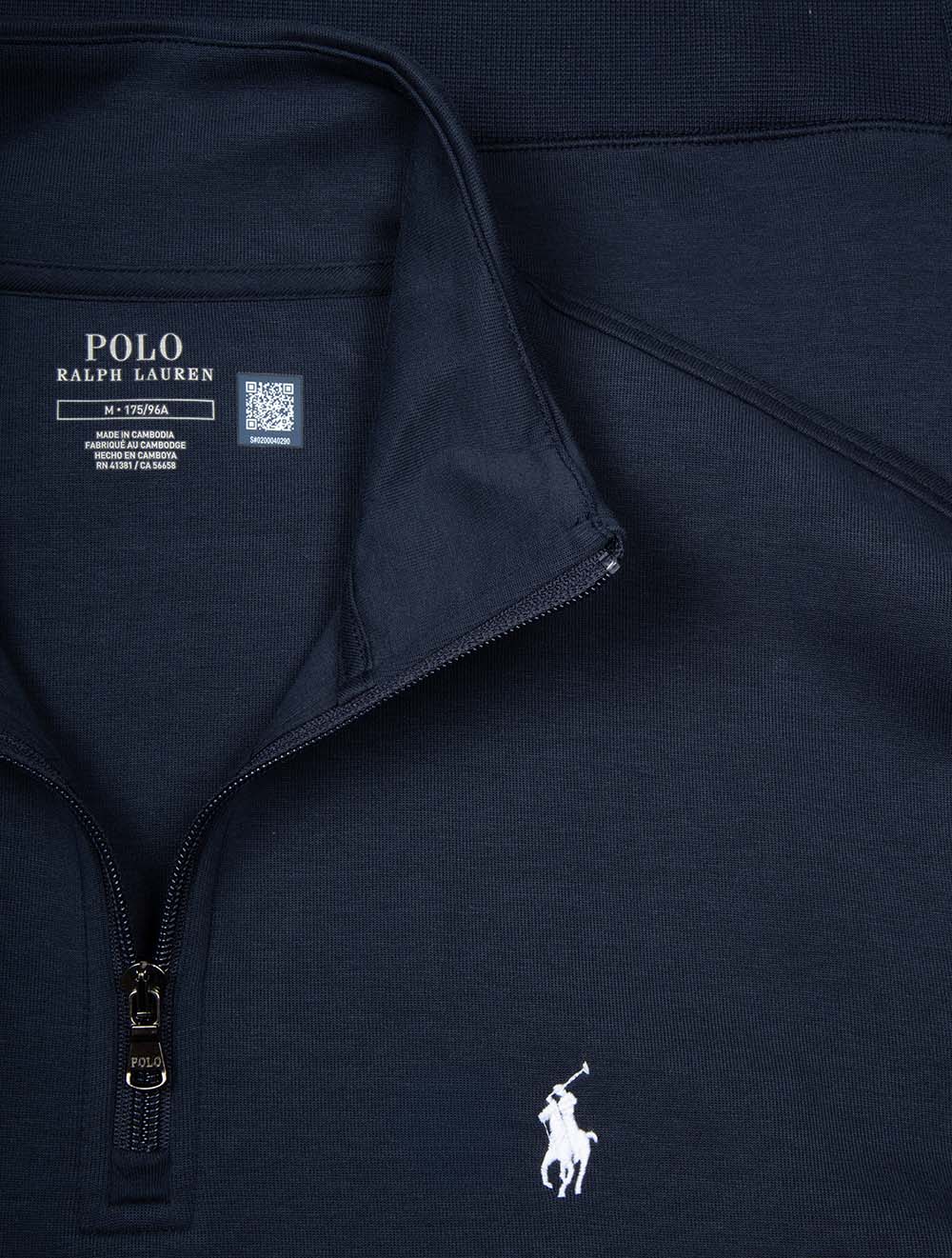 Ralph Lauren Double-Knit Quarter-Zip Pullover Navy Men's