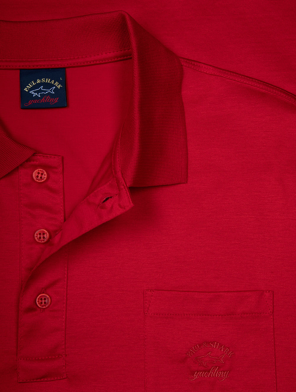 Knitted Cotton Jersey Polo Shirt Red