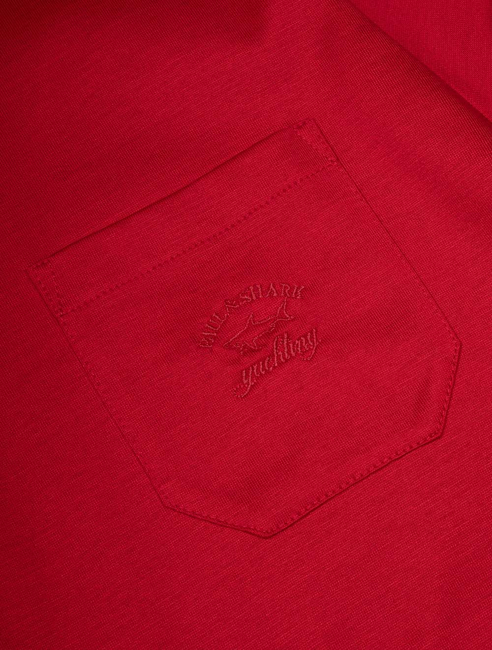 Knitted Cotton Jersey Polo Shirt Red