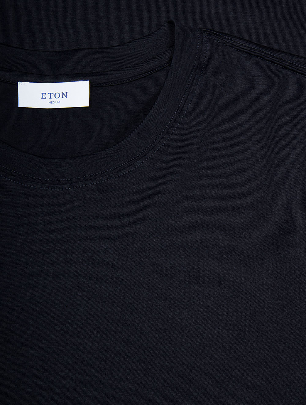 T-shirt à col rond en maille interlock bleu marine