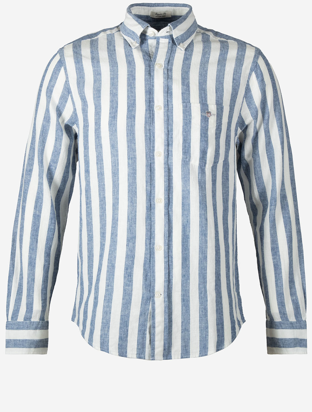 Regular Cotton Linen Stripe Shirt Vintage Blue