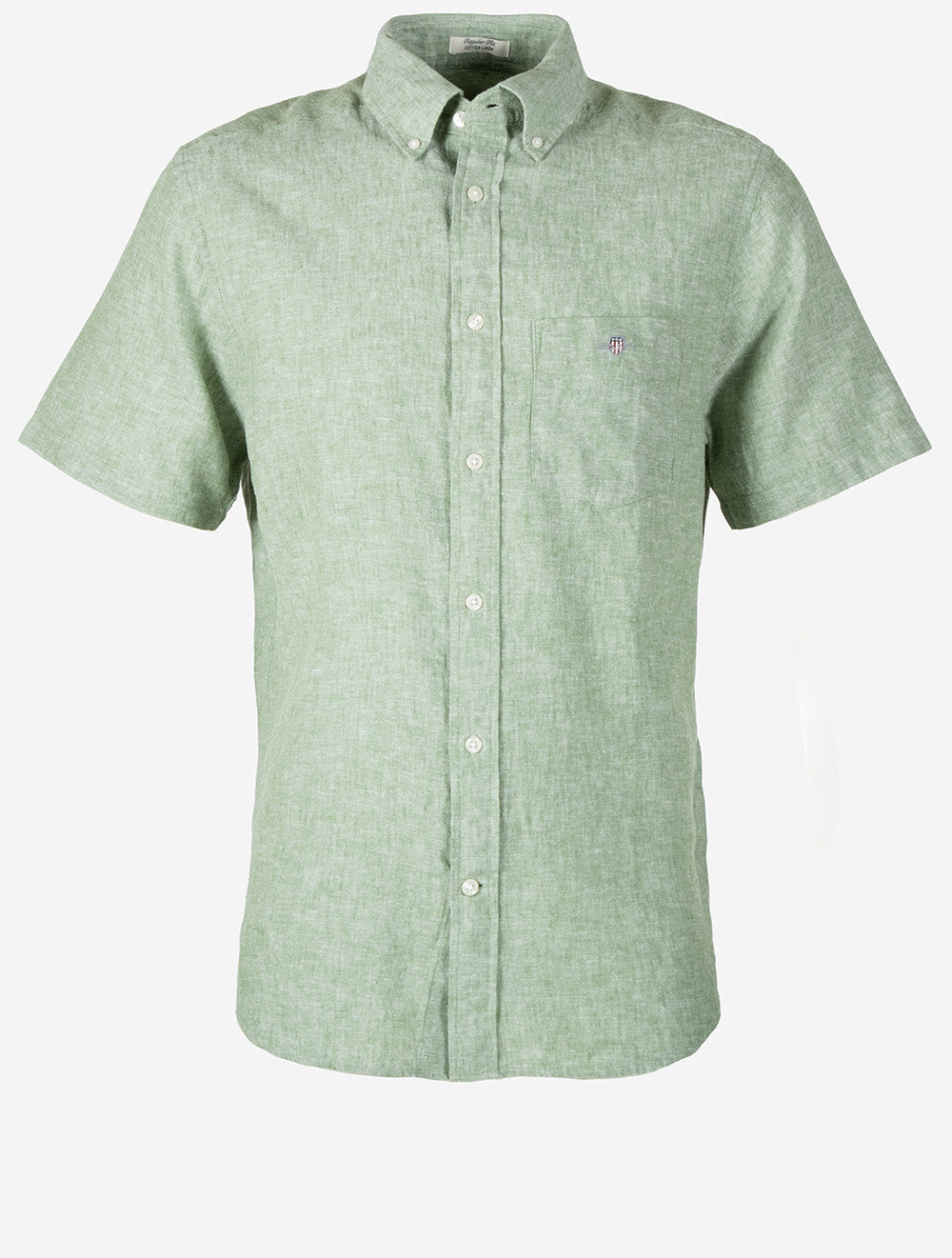 Regular Cotton Linen Short Sleeve Shirt Herb Green