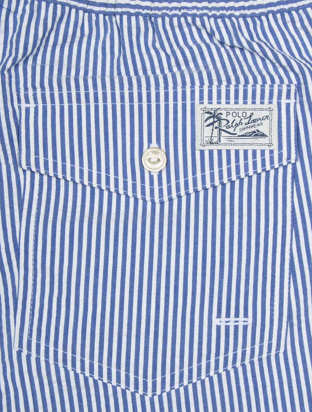 Striped Seersucker Swim Shorts Blue