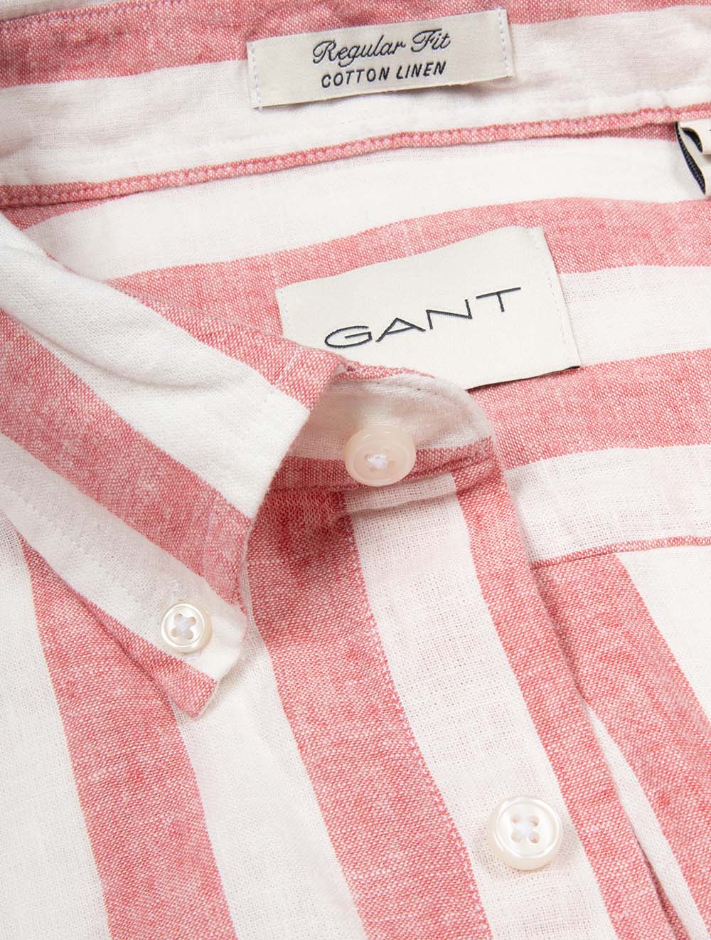 Regular Cotton Linen Stripe Shirt Rose Pink