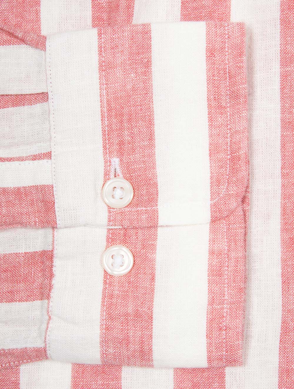 Regular Cotton Linen Stripe Shirt Rose Pink