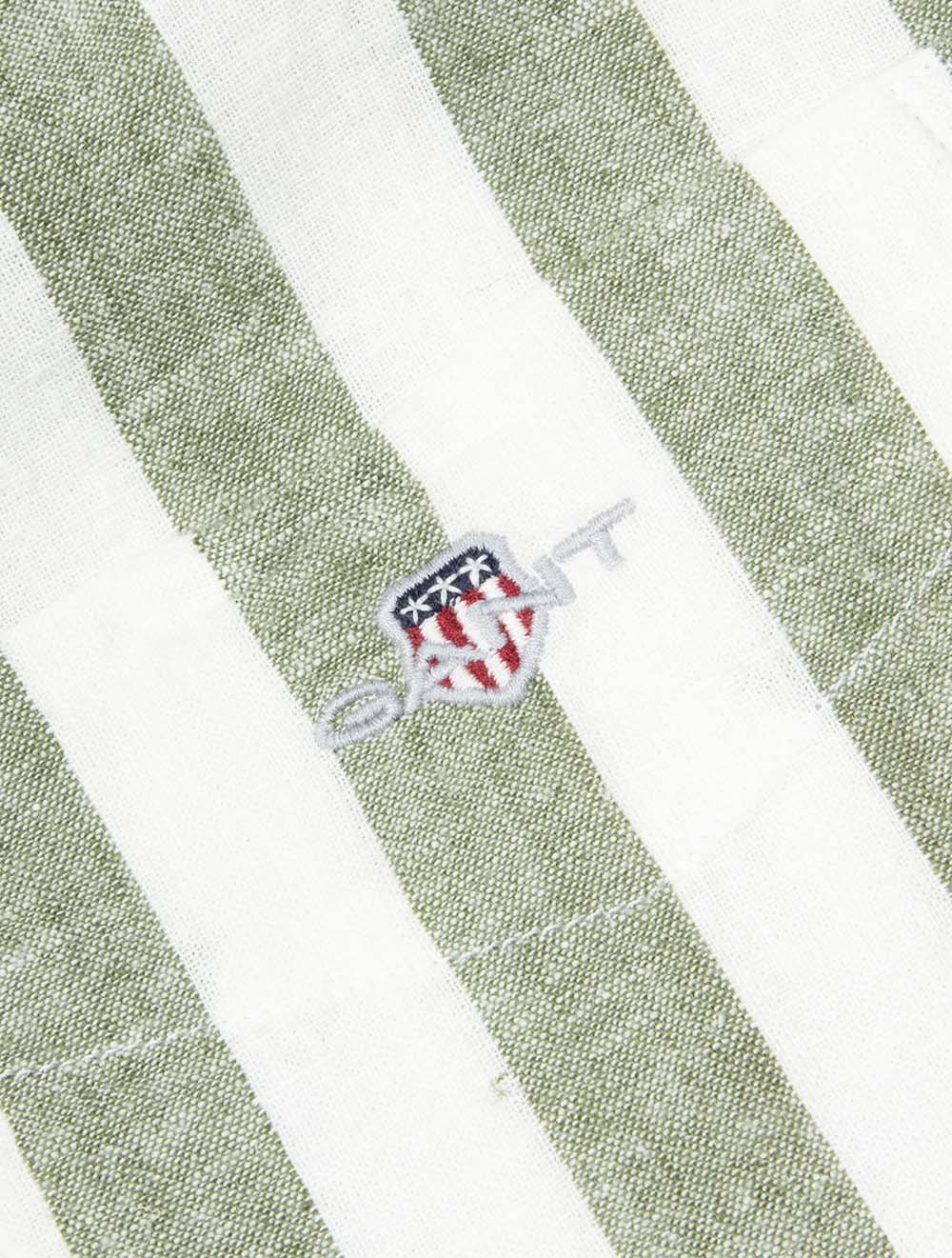 Regular Cotton Linen Stripe Shirt Dry Herb Green