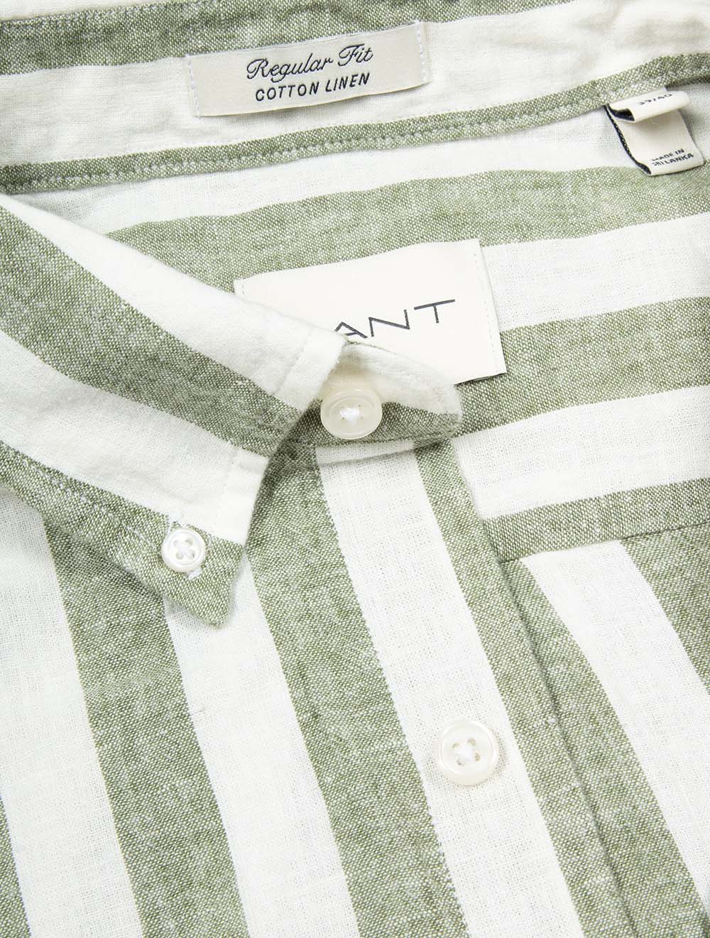 Regular Cotton Linen Stripe Shirt Dry Herb Green