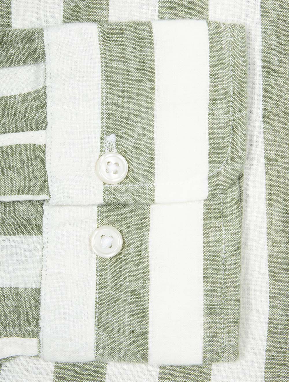 Regular Cotton Linen Stripe Shirt Dry Herb Green