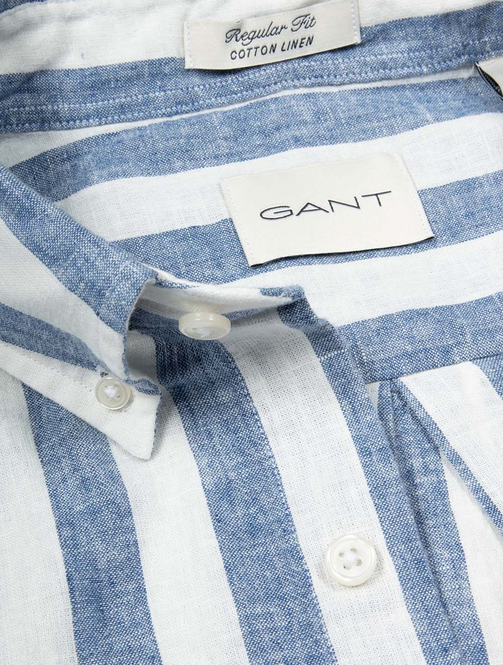 Regular Cotton Linen Stripe Shirt Vintage Blue